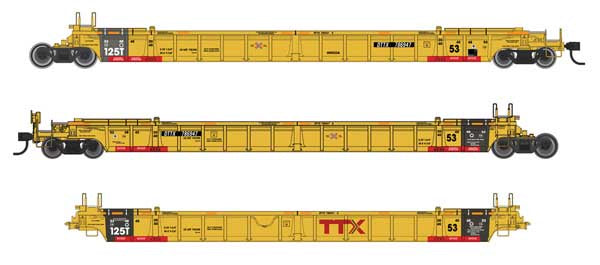 WalthersMainline HO NSC Articulated 3-Unit 53' Well Car - Ready-to-Run -- TTX #786947