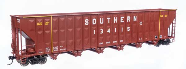 WalthersMainline HO Greenville 7,000 Cubic Foot Wood Chip Hopper - Ready to Run -- Southern #134115 (brown)