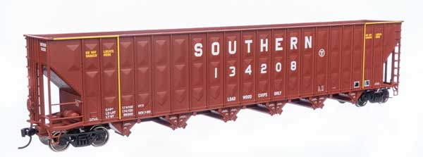 WalthersMainline HO Greenville 7,000 Cubic Foot Wood Chip Hopper - Ready to Run -- Southern #134208 (brown)