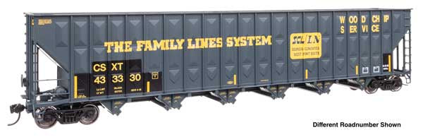 WalthersMainline HO 73' Greenville 7,000 Cubic Foot Wood Chip Hopper - Ready to Run -- CSX #433342 (Patched Family Lines L&N/FLS)