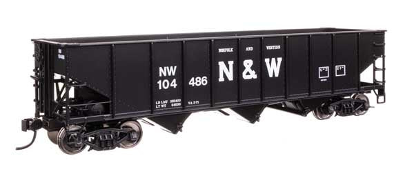 WalthersMainline HO 70-Ton AAR 3-Bay Open Hopper - Ready to Run -- Norfolk & Western (N&W) #104486
