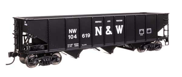 WalthersMainline HO 70-Ton AAR 3-Bay Open Hopper - Ready to Run -- Norfolk & Western (N&W) #104619
