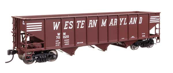 WalthersMainline HO 70-Ton AAR 3-Bay Open Hopper - Ready to Run -- Western Maryland (WM) #70020
