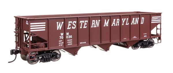 WalthersMainline HO 70-Ton AAR 3-Bay Open Hopper - Ready to Run -- Western Maryland (WM) #70036