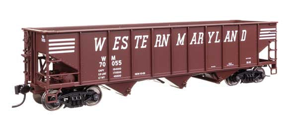 WalthersMainline HO 70-Ton AAR 3-Bay Open Hopper - Ready to Run -- Western Maryland (WM) #70055