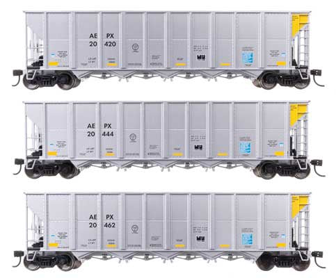 WalthersMainline HO 50' RD-4 Hopper 3-Pack - Ready to Run -- American Electrical Power Service Corp. AEPX #20420, 20444, 20462