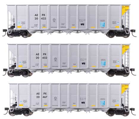 WalthersMainline HO 50' RD-4 Hopper 3-Pack - Ready to Run -- American Electrical Power Service Corp. AEPX #20433, 20452, 20467