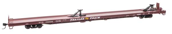 WalthersMainline 89' Channel Side Flatcar - Ready to Run -- Trailer-Train #150088 (1960s Brown, 40' Trailer Service)