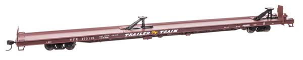 WalthersMainline 89' Channel Side Flatcar - Ready to Run -- Trailer-Train #150115 (1960s Brown, 40' Trailer Service)