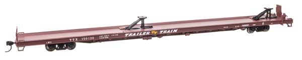 WalthersMainline 89' Channel Side Flatcar - Ready to Run -- Trailer-Train #150120 (1960s Brown, 40' Trailer Service)