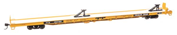 WalthersMainline 89' Channel Side Flatcar - Ready to Run -- Trailer-Train #150788 (yellow, black; 40' Trailer Service)