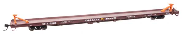 WalthersMainline 89' Channel Side Flatcar - Ready to Run -- Trailer-Train KTTX #151015 (1960s brown, Twin 45')