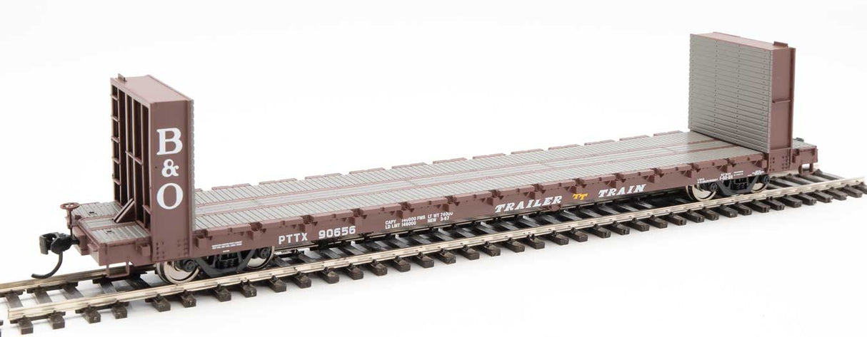 Walthers Mainline 60' Pullman-Standard Bulkhead Flatcar (48' IL) - Ready to Run -- Trailer-Train with B&O Bulkheads #90656 - 910-5832