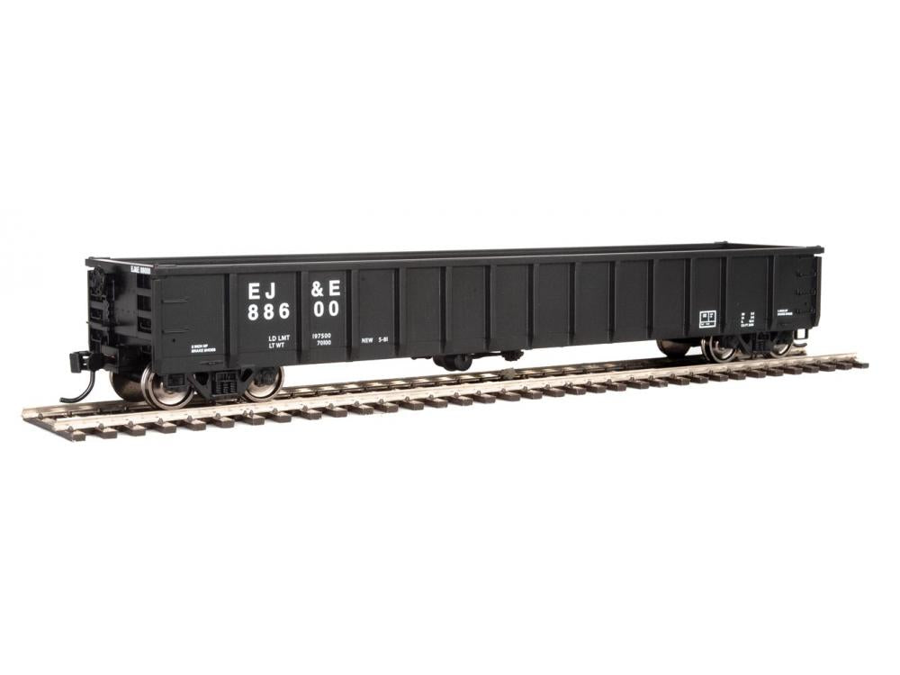 Walthers Mainline 53' Railgon Gondola - Ready To Run -- Elgin, Joliet & Eastern #88633 (black, white) - 910-6218