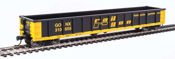 Walthers Mainline 53' Railgon Gondola - Ready To Run -- Railgon GONX #310146 (as-built; black, yellow) - 910-6221