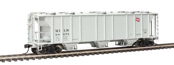 Walthers Mainline 50' Pullman-Standard PS-2 2893 3-Bay Covered Hopper - Ready to Run -- Milwaukee Road #98078 - 910-7024
