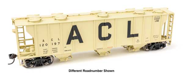WalthersMainline HO 50' Pullman-Standard PS-2 2893 3-Bay Covered Hopper - Ready to Run -- Atlantic Coast Line #120708