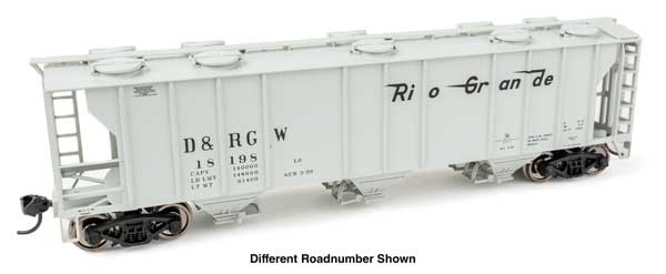 WalthersMainline HO 50' Pullman-Standard PS-2 2893 3-Bay Covered Hopper - Ready to Run -- Denver & Rio Grande Western(TM) #18216