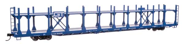 WalthersMainline HO 89' Flatcar w/Bi-Level Open Auto Rack - Ready to Run -- Grand Trunk Western #304229