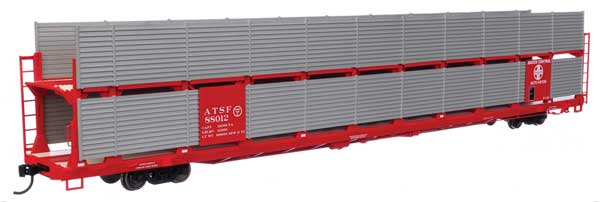Walthers Mainline HO 89' Flatcar w/Bi-Level Shielded Auto Rack - Ready to Run -- Atchison, Topeka & Santa Fe #88012 (ATSF Rack)