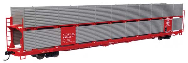 Walthers Mainline HO 89' Flatcar w/Bi-Level Shielded Auto Rack - Ready to Run -- Atchison, Topeka & Santa Fe #88023 (ATSF Rack)
