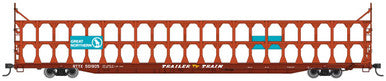 Walthers Mainline HO 89' Flatcar w/Tri-Level Open Auto Rack - Ready to Run -- Great Northern Rack Trailer-Train Flatcar RTTX #501905 (brown)