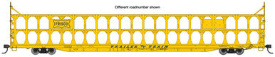 Walthers Mainline HO 89' Flatcar w/Tri-Level Open Auto Rack - Ready to Run -- St. Louis - San Francisco Rack Trailer-Train Flatcar #913614 (yellow)