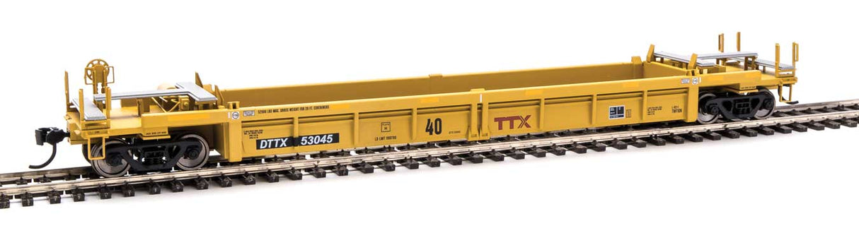 Walthers Mainline Thrall Rebuilt 40' Well Car - Ready to Run -- Trailer-Train DTTX #53045 (yellow, black; Large Maroon Logo) - 910-8404