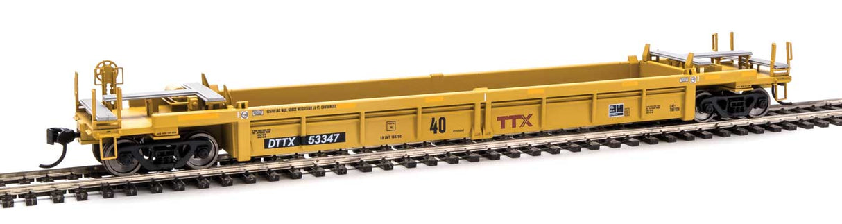 Walthers Mainline Thrall Rebuilt 40' Well Car - Ready to Run -- Trailer-Train DTTX #53347 (yellow, black; Large Maroon Logo) - 910-8407