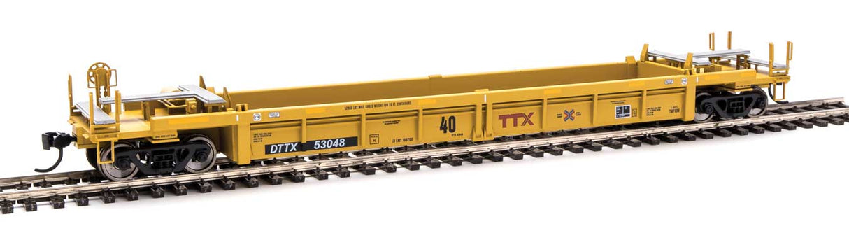 Walthers Mainline Thrall Rebuilt 40' Well Car - Ready to Run -- TTX DTTX #53048 (yellow, black, small red TTX and Next Road logo, yellow consp - 910-8408