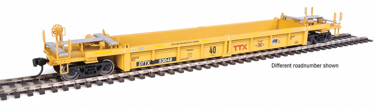 Walthers Mainline Thrall Rebuilt 40' Well Car - Ready to Run -- TTX DTTX #53125 (yellow, black, small red TTX and Next Road logo, yellow consp - 910-8409