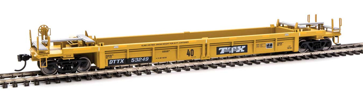 Walthers Mainline Thrall Rebuilt 40' Well Car - Ready to Run -- Trailer-Train DTTX #53249 (yellow, black; black & white logo, yellow stripes) - 910-8414