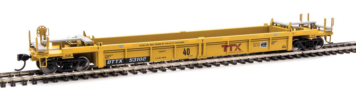 Walthers Mainline Thrall Rebuilt 40' Well Car - Ready to Run -- TTX DTTX #53102 (yellow, black, large red TTX Forward Thinking logo, yellow co - 910-8416