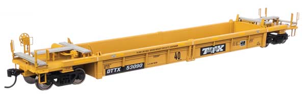 WalthersMainline HO Thrall Rebuilt 40' Well Car - Ready to Run -- TTX DTTX #53090 - small black & white TTX logo w/yellow conspicuity stripes - 910-8421