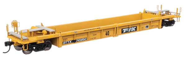 WalthersMainline HO Thrall Rebuilt 40' Well Car - Ready to Run -- TTX DTTX #745850 - small black & white TTX logo w/yellow conspicuity stripes - 910-8427