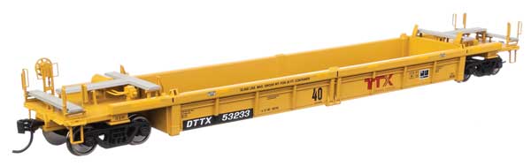 WalthersMainline HO Thrall Rebuilt 40' Well Car - Ready to Run -- TTX DTTX #53233 - red "Forward Thinking" TTX logo w/yellow conspicuity stripes - 910-8428