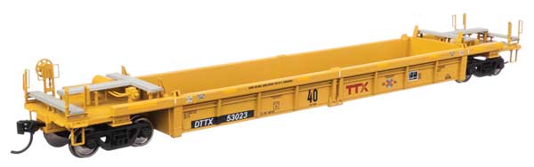 WalthersMainline HO Thrall Rebuilt 40' Well Car - Ready to Run -- TTX DTTX #53023; red TTX & Next Load Any Road logos, yellow conspicuity stripe - 910-8432
