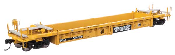 WalthersMainline HO Thrall Rebuilt 40' Well Car - Ready to Run -- TTX DTTX #747278- large black & white TTX logo w/yellow conspicuity stripes - 910-8436