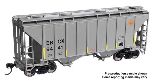 WalthersMainline 37' 2980 Cubic-Foot 2-Bay Covered Hopper - Ready to Run -- ERCX #9521