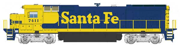 WalthersMainline HO GE Dash 8-40B - Standard DC -- Santa Fe #7411 (blue, yellow) - 910-9567