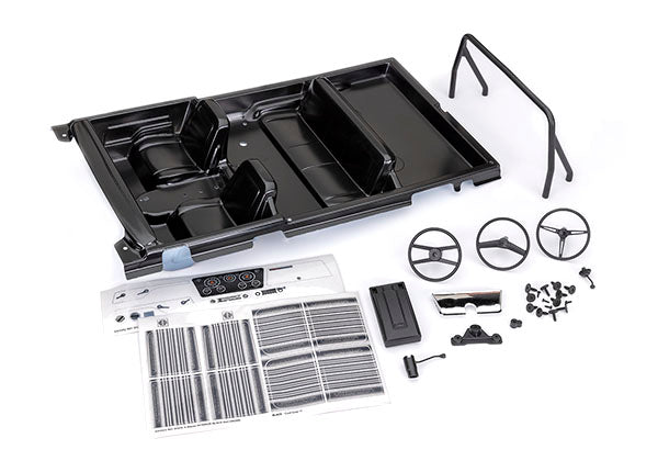 Traxxas 9114-BLK Interior, Chevrolet Blazer (1969 -1972) (black) (includes rollbar, gauge bezel, Steering Wheel and column, shifter, armrest, decals) (fits #9111, 9112, 9130, or 9131 series bodies)