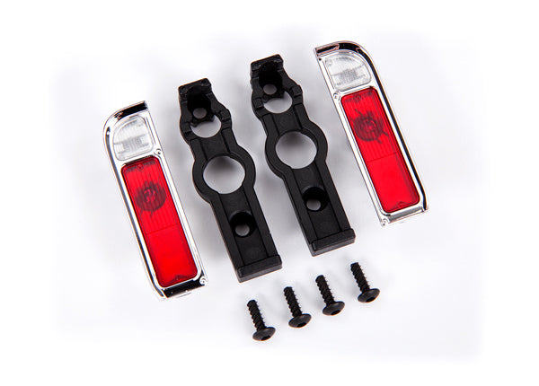 Traxxas 9119 Tail light housing, chrome (2)/ lens (2)/ retainers (left & right)/ 2.6x8 BCS (self-tapping) (4) - TRA9119