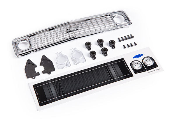 Traxxas 9120 Grille, Chevrolet Blazer (1972)/ grille retainers (5)/ headlight housing (2)/ lens (2)/ 2.6x8 BCS (5)/ 2.5x6 BCS (4) (fits #9111 Body) - TRA9120