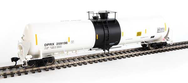 WalthersProto 55' Trinity Modified 30,145-Gallon Tank Car - Ready to Run -- PBF Holding Co. DPRX #259196 (white, black; yellow conspicuity marks) - 920-100741