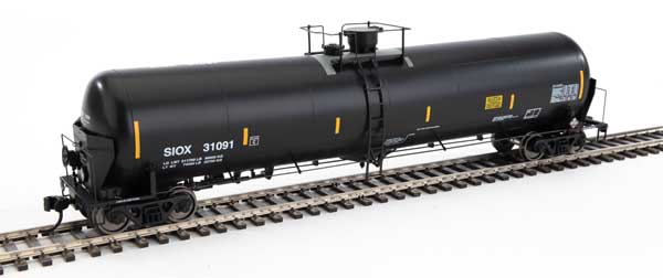 WalthersProto 55' Trinity Modified 30,145-Gallon Tank Car - Ready to Run -- Siouxland Ethanol SIOX #31091 (black, white, yellow conspicuity marks) - 920-100747