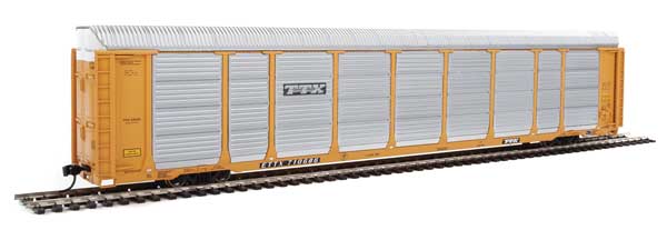 WalthersProto 89' Thrall Enclosed Tri-Level Auto Carrier - Ready to Run -- TTX ETTX Flat #331231/710686 (yellow, silver, black) - 920-101429