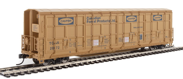 WalthersProto 56' Thrall All-Door Boxcar - Ready to Run -- Canfor TCAX #20072 (yellow, blue) - 920-101923