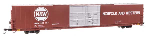 WalthersProto 86' Pullman-Standard Double-Door Hi-Cube Boxcar - Ready to Run -- Norfolk & Western #355157