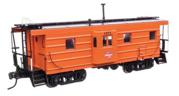 Milwaukee Road Rib Sided Caboose -- Milwaukee Road #071 (orange, black; oil stove)