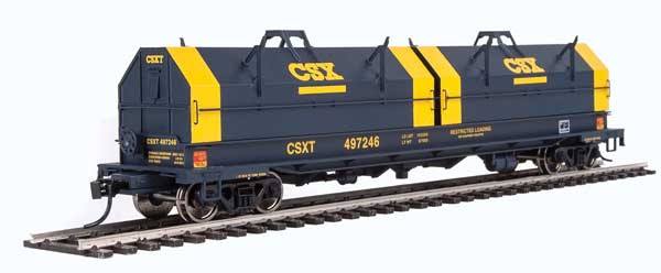 WalthersProto 50' Evans Cushion Coil Car - Ready to Run -- CSX #497246 (Angled Hoods, blue, yellow) - 920-105243